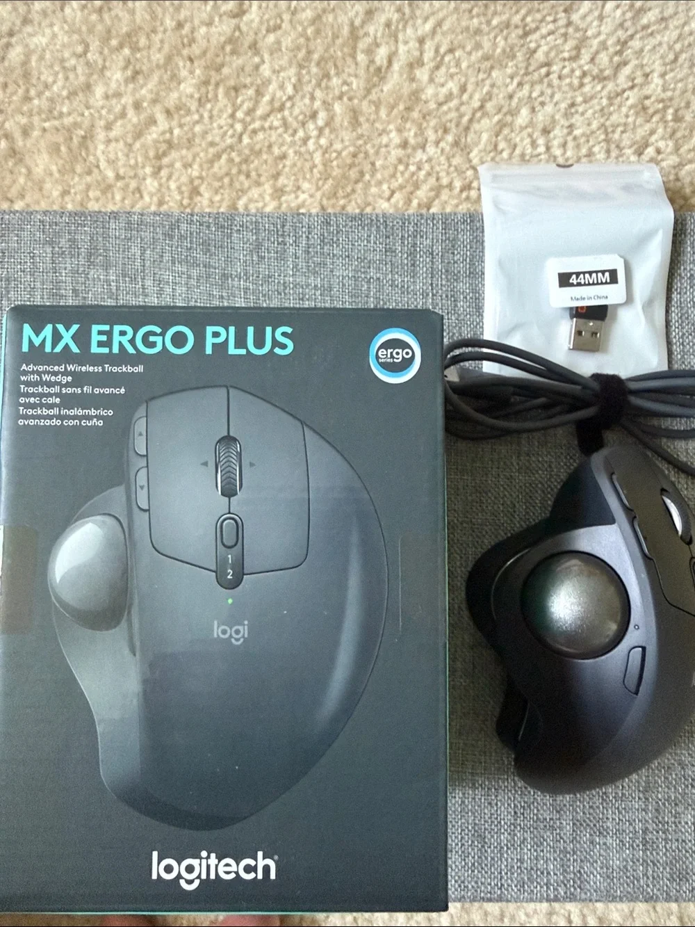 Used once!!! Logitech MX ERGO PLUS Wireless Trackball Mouse - Graphite Black